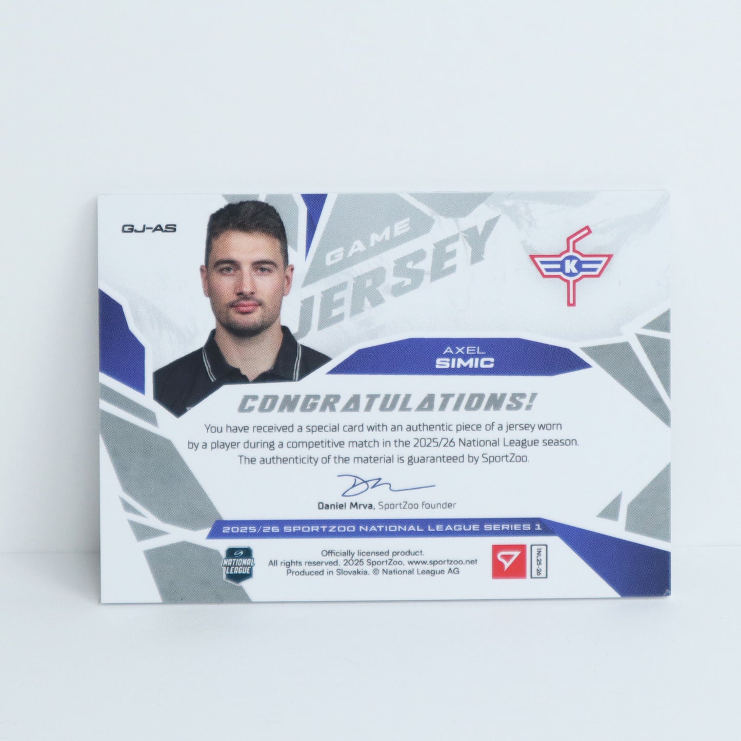 GJ-AS - EHCK - AXEL SIMIC - GAME JERSEY SILVER - 34/85