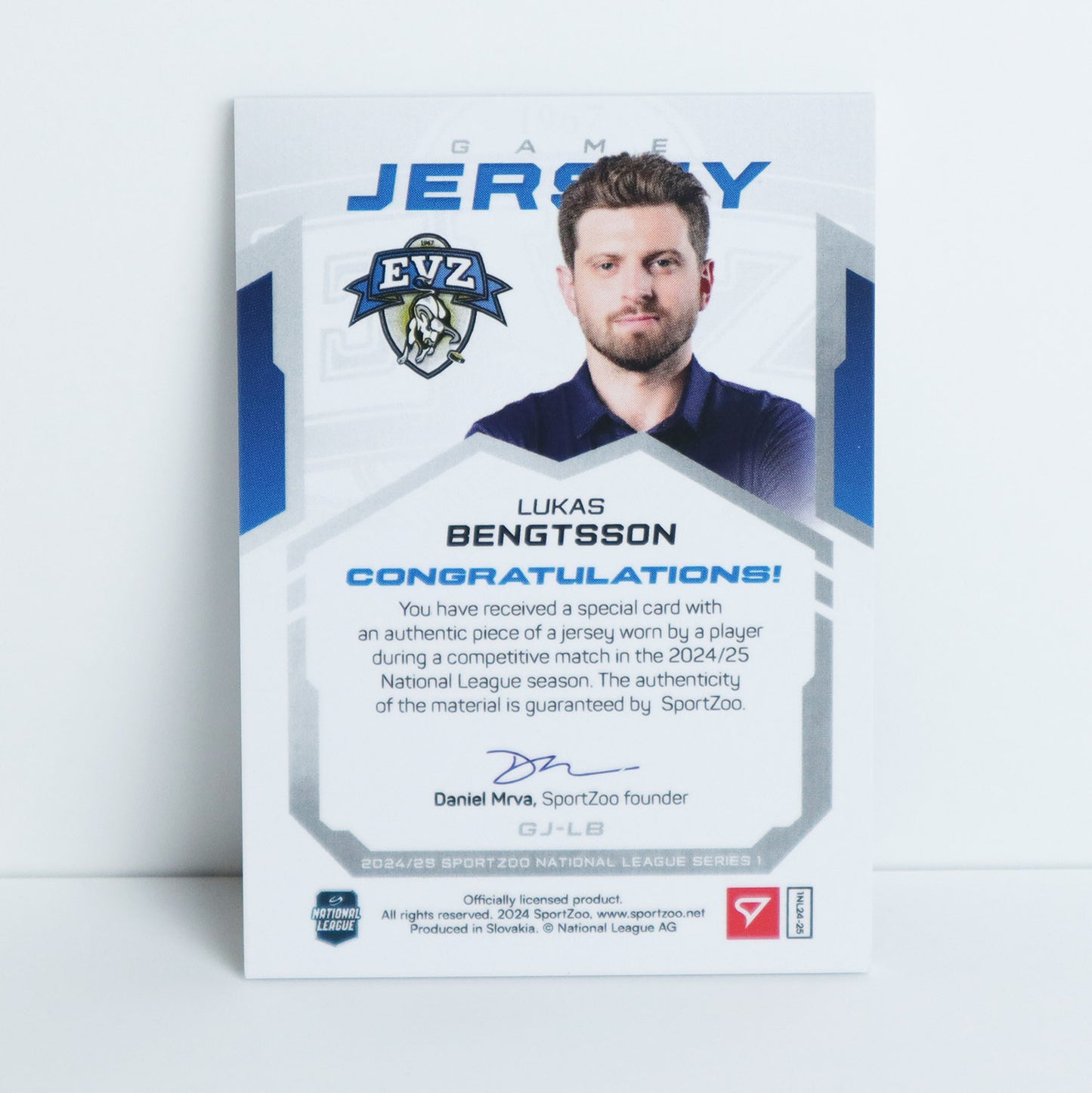 GJ-LB - EVZ - LUKAS BENGTSSON - GAME JERSEY SILVER - 29/65