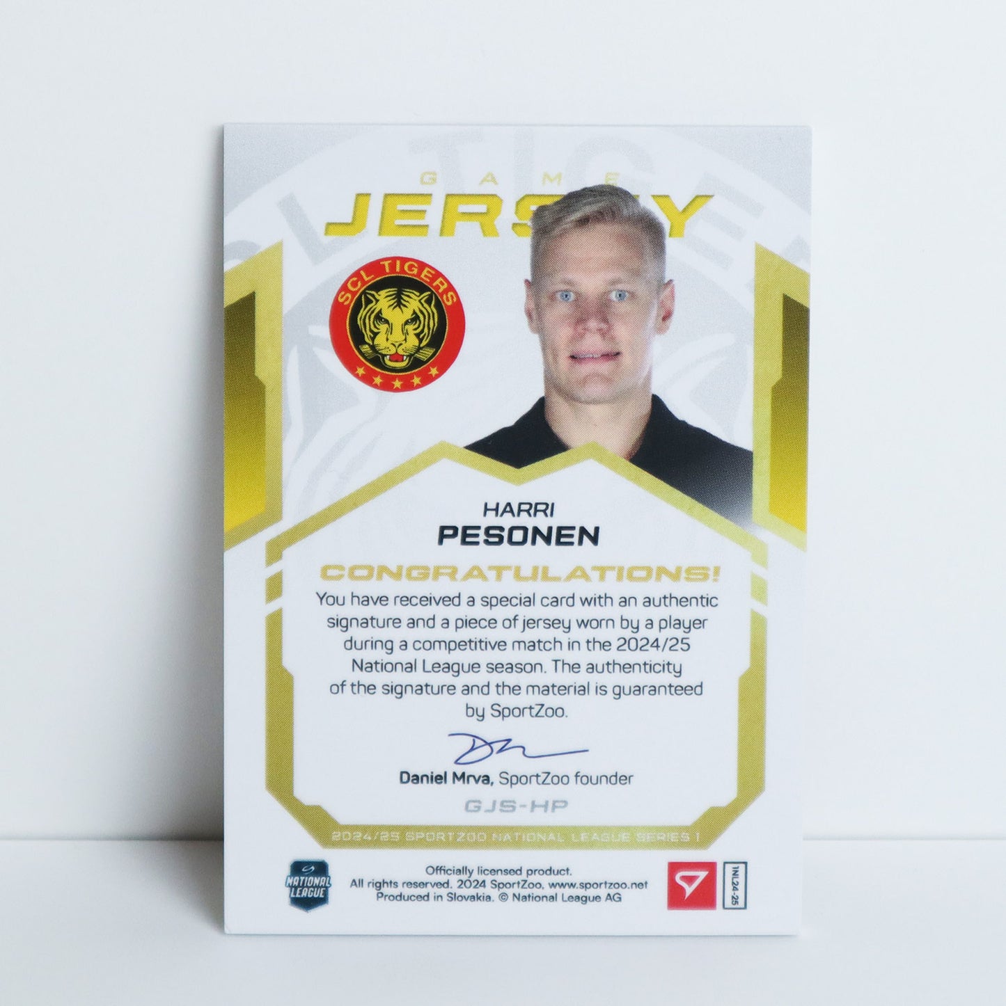 GJS-HP - SCL - HARRI PESONEN - GAME JERSEY GOLD AUTO - 05/20