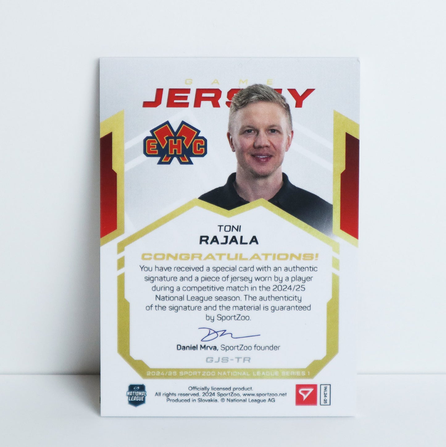 GJS-TR - EHCB - TONI RAJALA - GAME JERSEY GOLD AUTO - 16/20