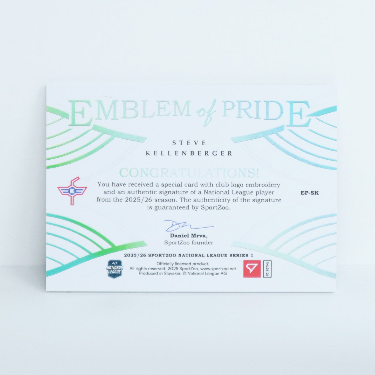 EP-SK - EHCK - STEVE KELLENBERGER - EMBLEM OF PRIDE SILVER AUTO - 16/35