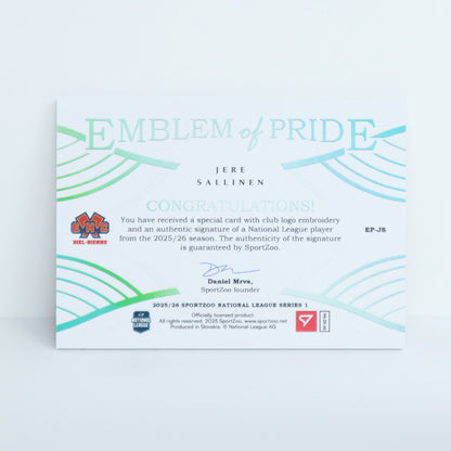 EP-JS - EHCB - JERE SALLINEN - EMBLEM OF PRIDE SILVER AUTO - 24/35