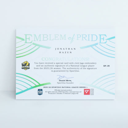 EP-JH - HCA - JONATHAN HAZEN - EMBLEM OF PRIDE SILVER AUTO - 03/35