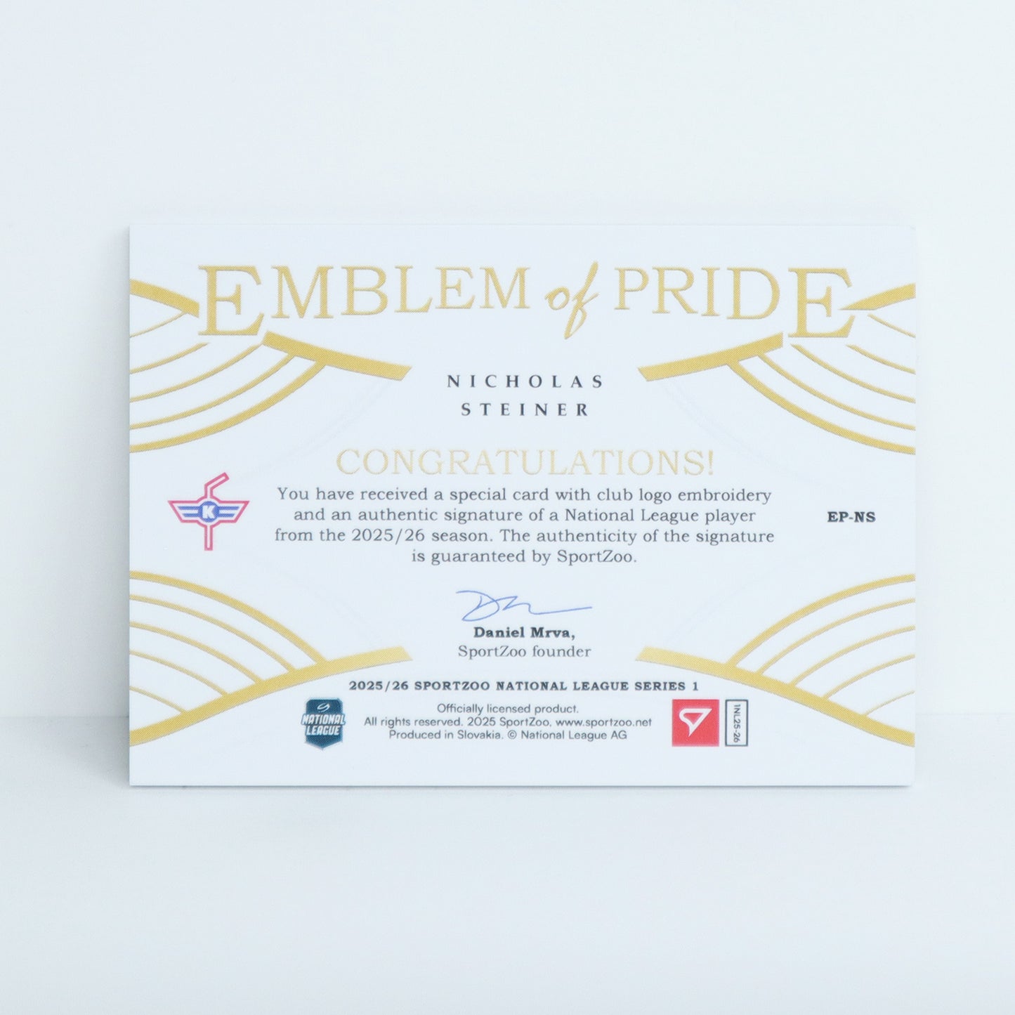EP-NS - EHCK - NICHOLAS STEINER - EMBLEM OF PRIDE GOLD AUTO - 11/15