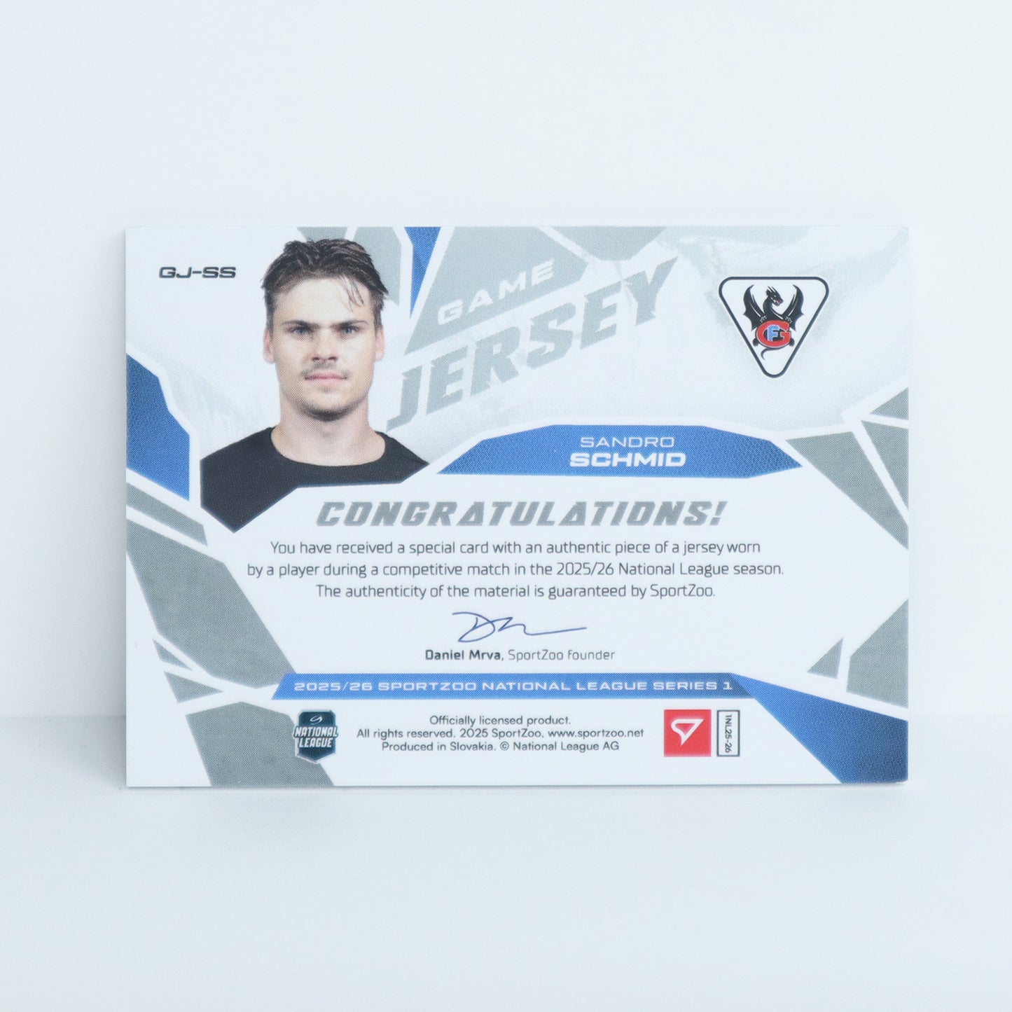 GJ-SS - FRI - SANDRO SCHMID - GAME JERSEY SILVER - 38/85