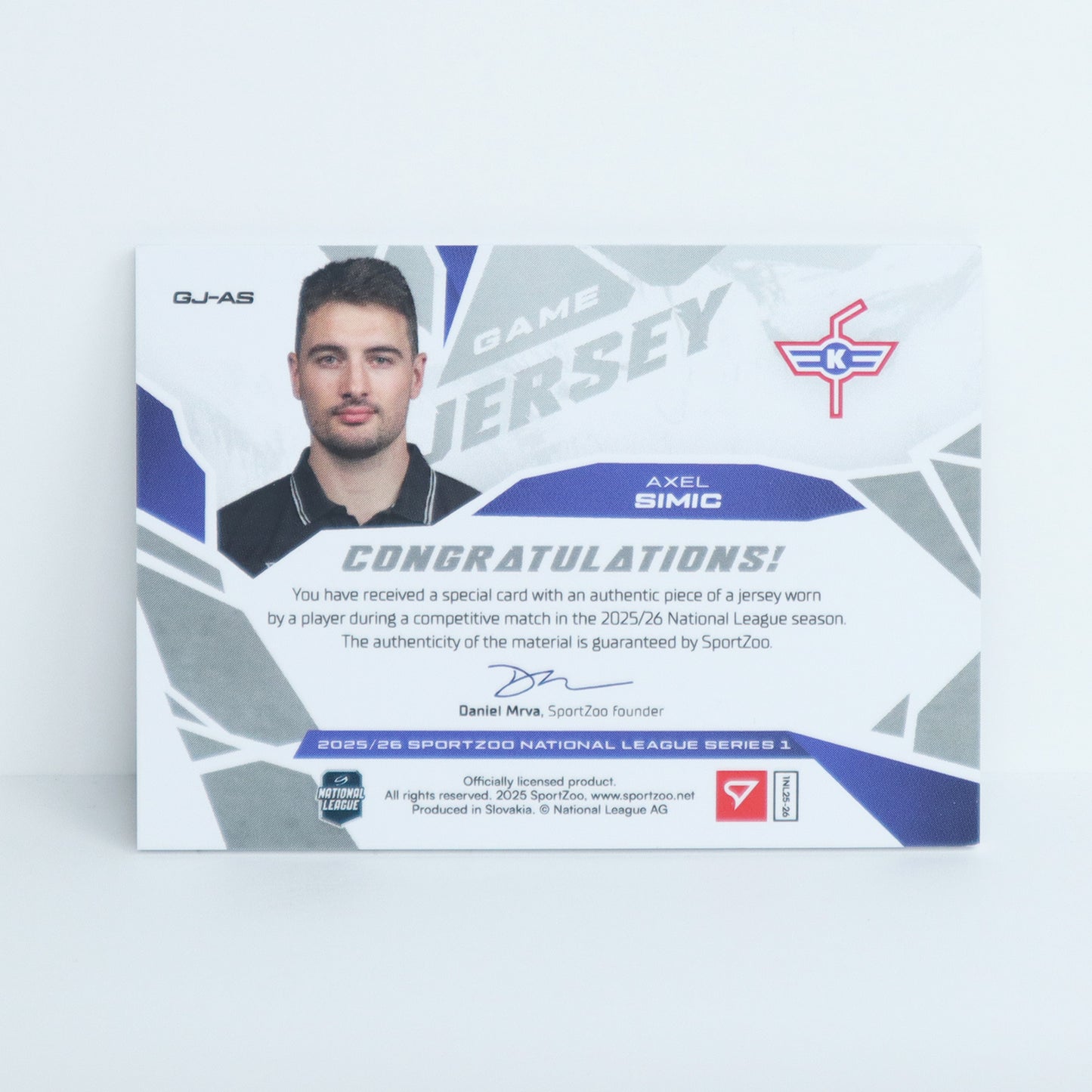 GJ-AS - EHCK - AXEL SIMIC - GAME JERSEY SILVER - 45/85