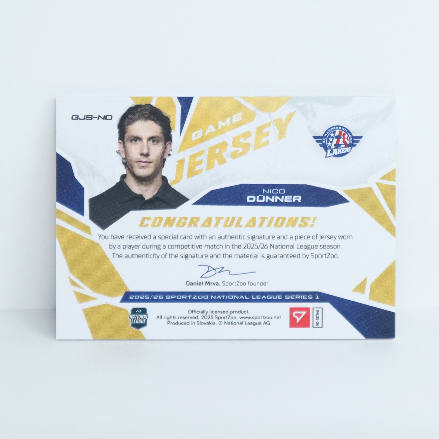 GJS-ND - SCRJ - NICO DUNNER - GAME JERSEY GOLD AUTO - 09/30