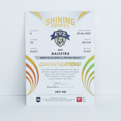 SRS-NB - EVZ - NIC BALESTRA - SHINING ROOKIES GOLD AUTO - 30/39