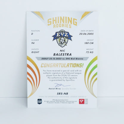 SRS-NB - EVZ - NIC BALESTRA - SHINING ROOKIES GOLD AUTO - 33/39