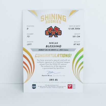 SRS-BL - EHCB - NIKLAS BLESSING - SHINING ROOKIES GOLD AUTO - 23/39