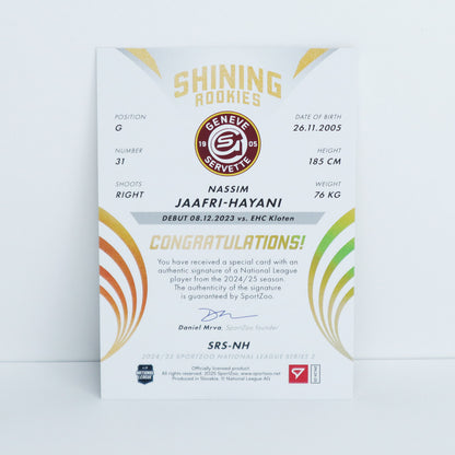 SRS-NH - GSHC - NASSIM JAAFRI-HAYANI - SHINING ROOKIES GOLD AUTO - 21/39