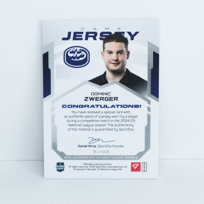 GJ-DZ - HCAP - DOMINIC ZWERGER - GAME JERSEY SILVER - 60/65