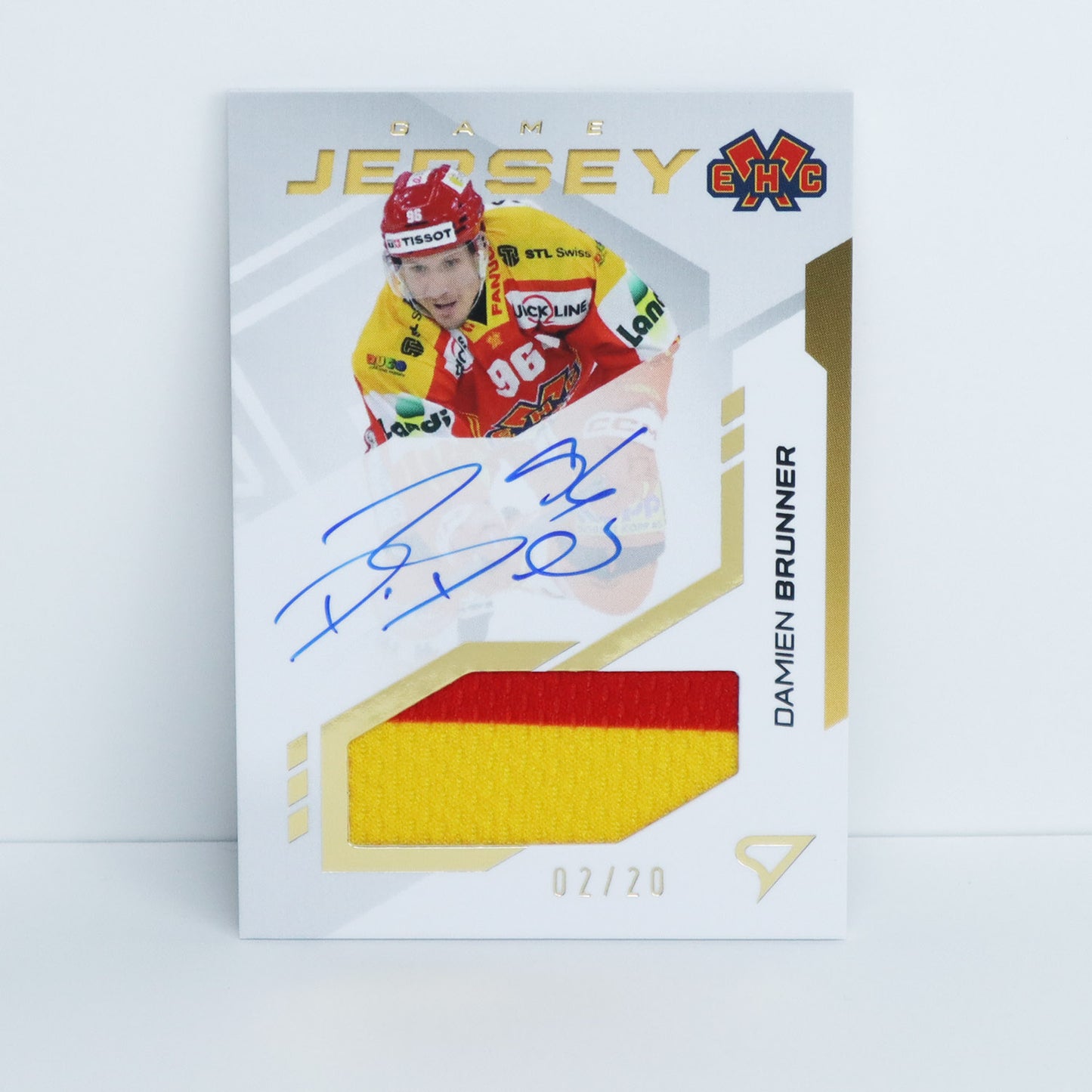 GJS-DB - EHCB - DAMIEN BRUNNER - GAME JERSEY GOLD AUTO - 02/20