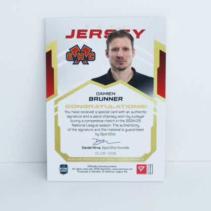 GJS-DB - EHCB - DAMIEN BRUNNER - GAME JERSEY GOLD AUTO - 02/20