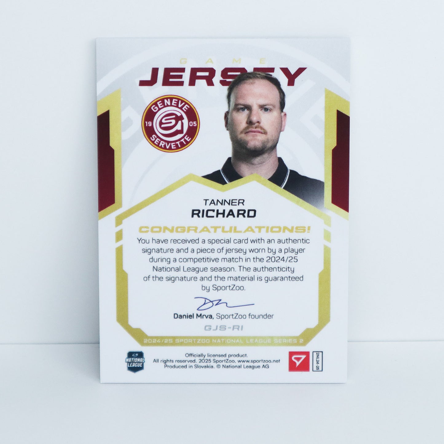 GJS-RI - GSHC - TANNER RICHARD - GAME JERSEY GOLD AUTO - 12/20