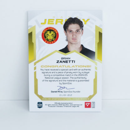 GJS-BZ - SCL - BRIAN ZANETTI - GAME JERSEY GOLD AUTO - 16/20
