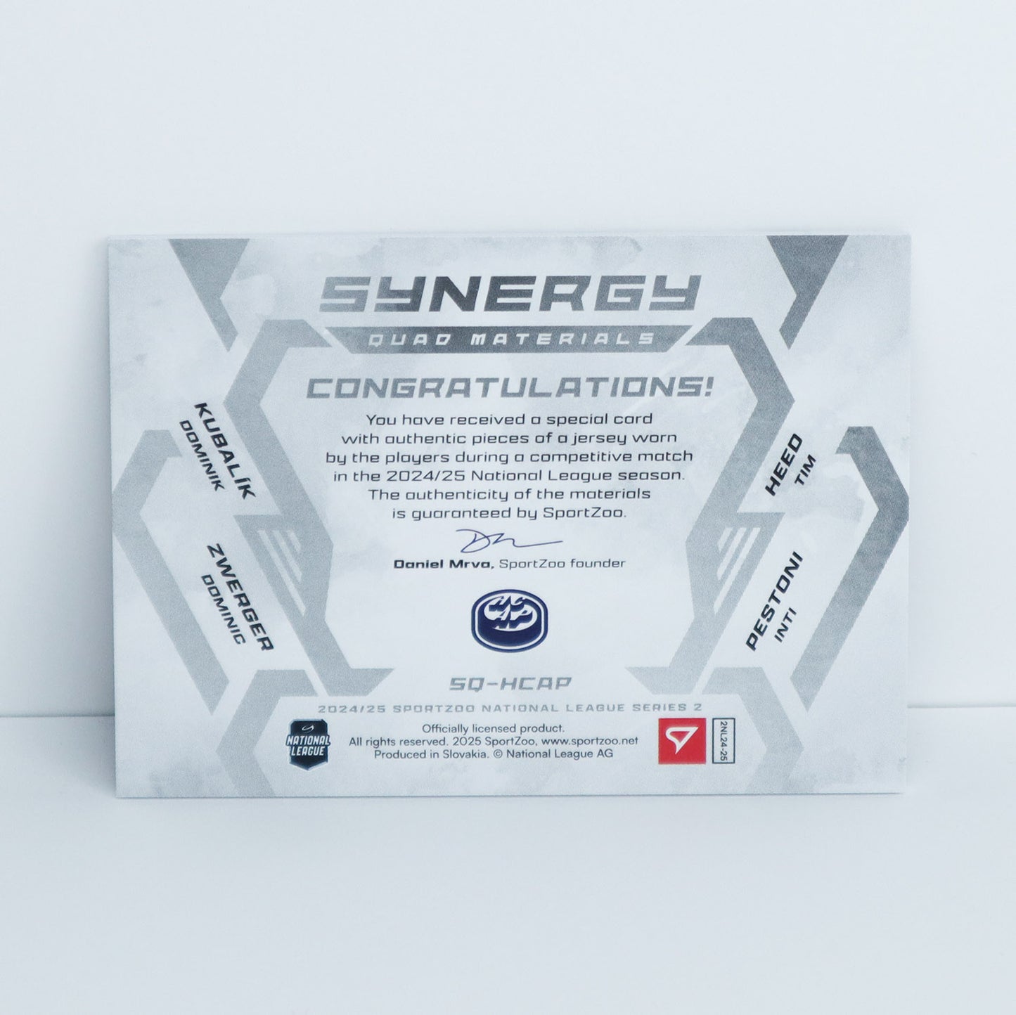SQ-HCAP - HCAP - KUBALIK, HEED, ZWERGER, PESTONI - SYNERGY QUAD MATERIALS JERSEY - 06/25