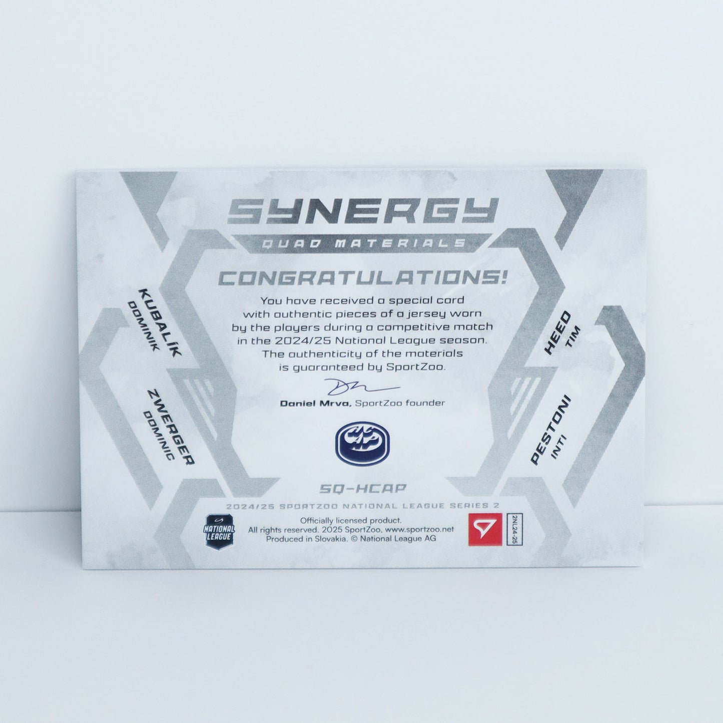 SQ-HCAP - HCAP - KUBALIK, HEED, ZWERGER, PESTONI - SYNERGY QUAD MATERIALS JERSEY - 19/25