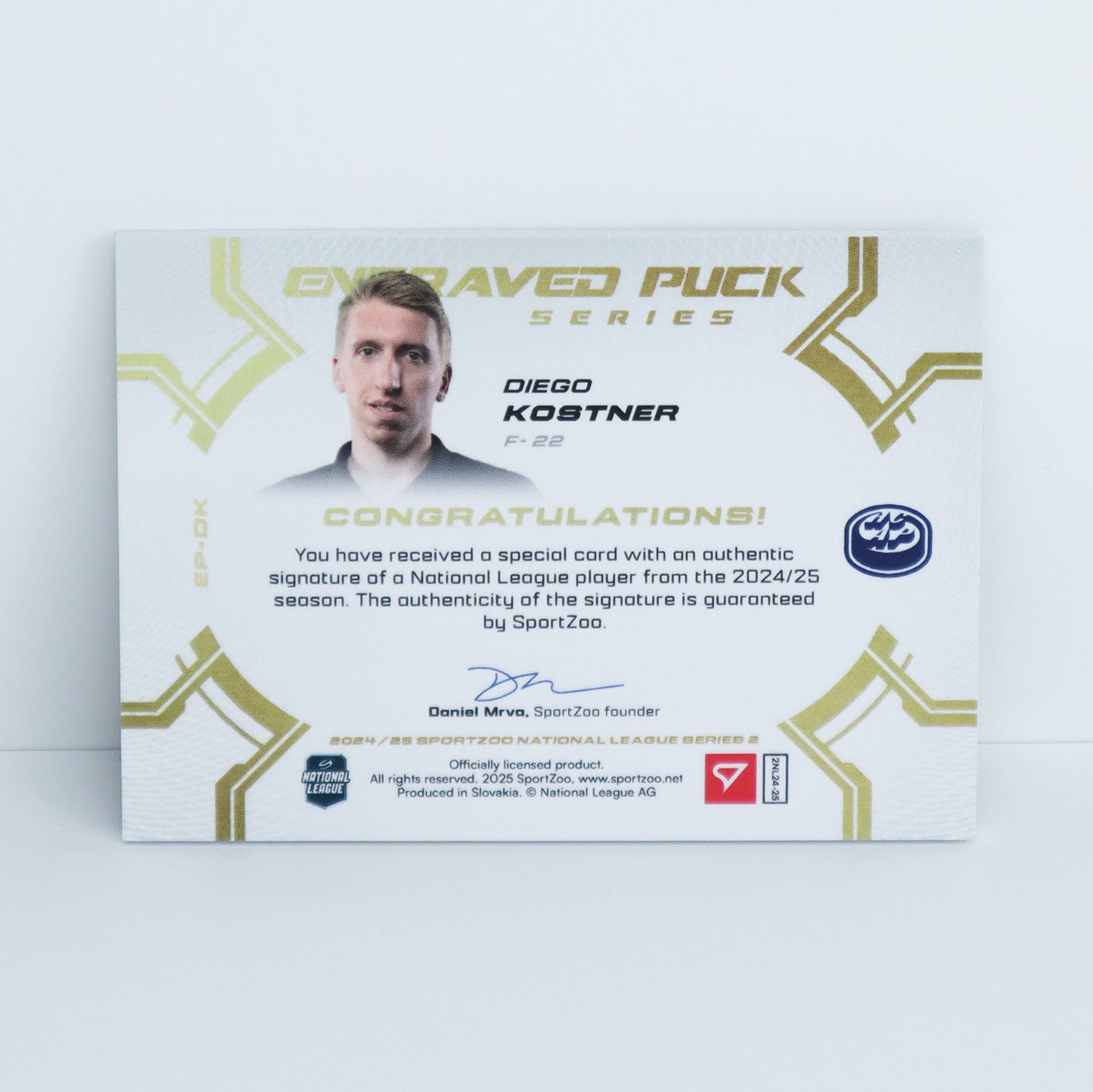 EP-DK - HCAP - DIEGO KOSTNER - ENGRAVED PUCK SERIES AUTO - 03/20