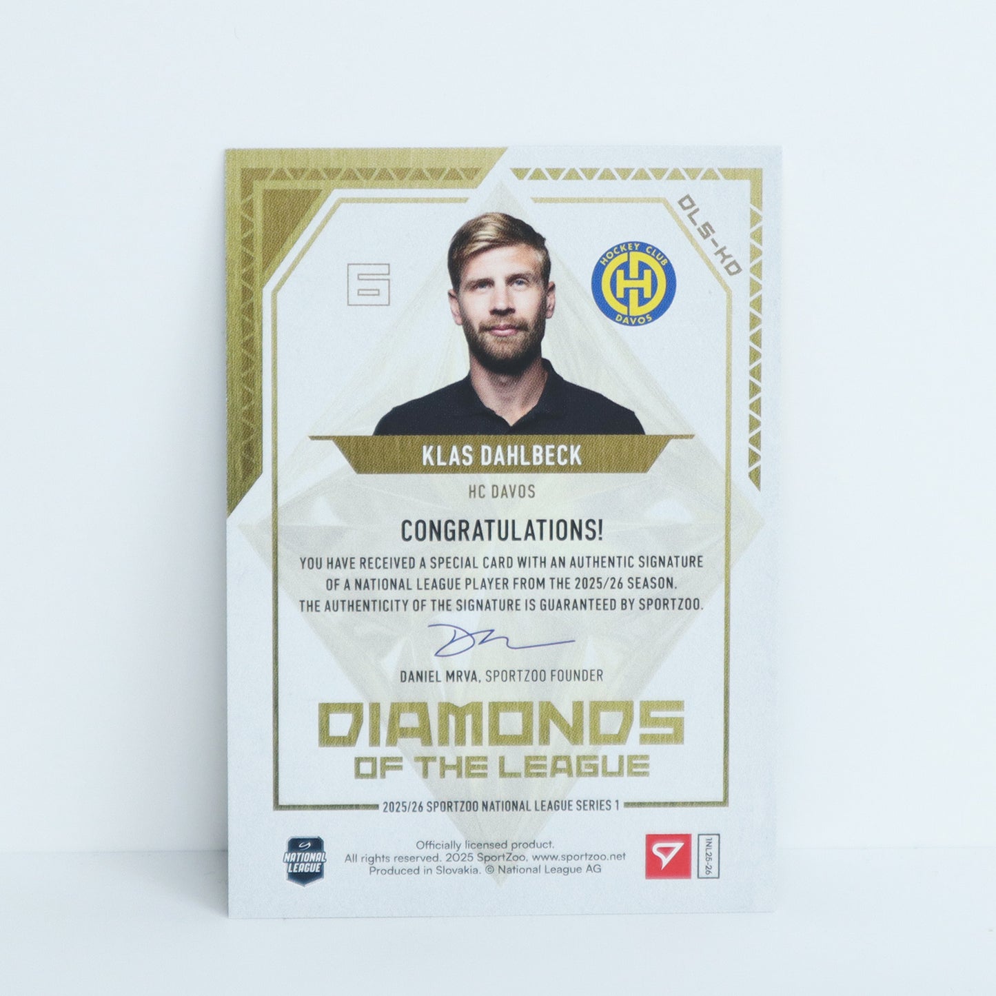 DLS-KD - HCD - KLAS DAHLBECK - DIAMONDS OF THE LEAGUE GOLD AUTO - 21/30