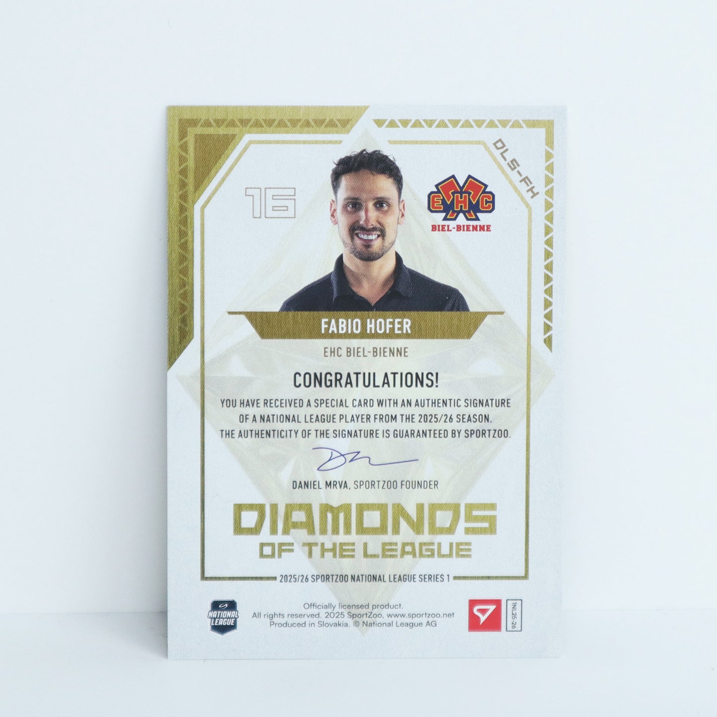 DLS-FH - EHCB - FABIO HOFER - DIAMONDS OF THE LEAGUE GOLD AUTO - 30/30