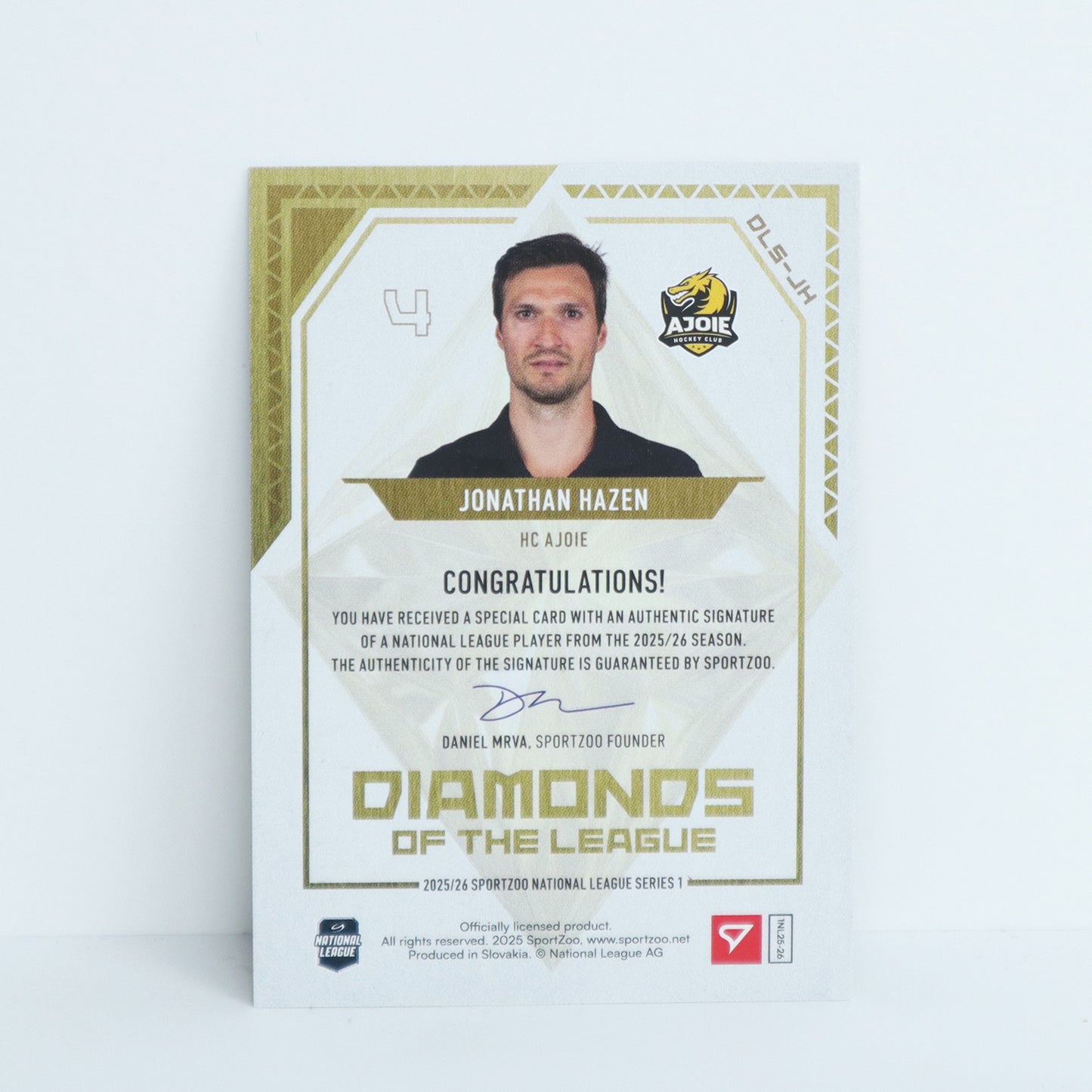 DLS-JH - HCA - JONATHAN HAZEN - DIAMONDS OF THE LEAGUE GOLD AUTO - 30/30