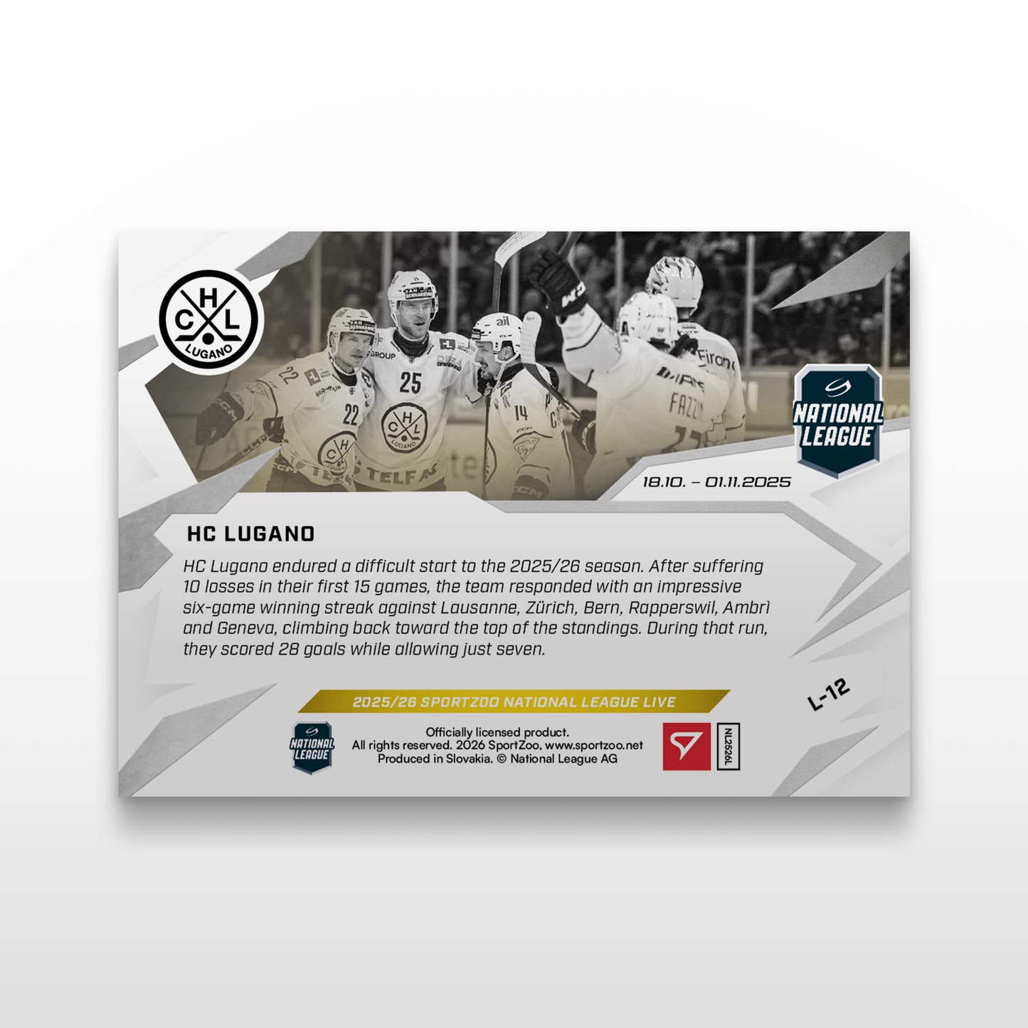 L-12 - HC LUGANO - LIVE CARDS