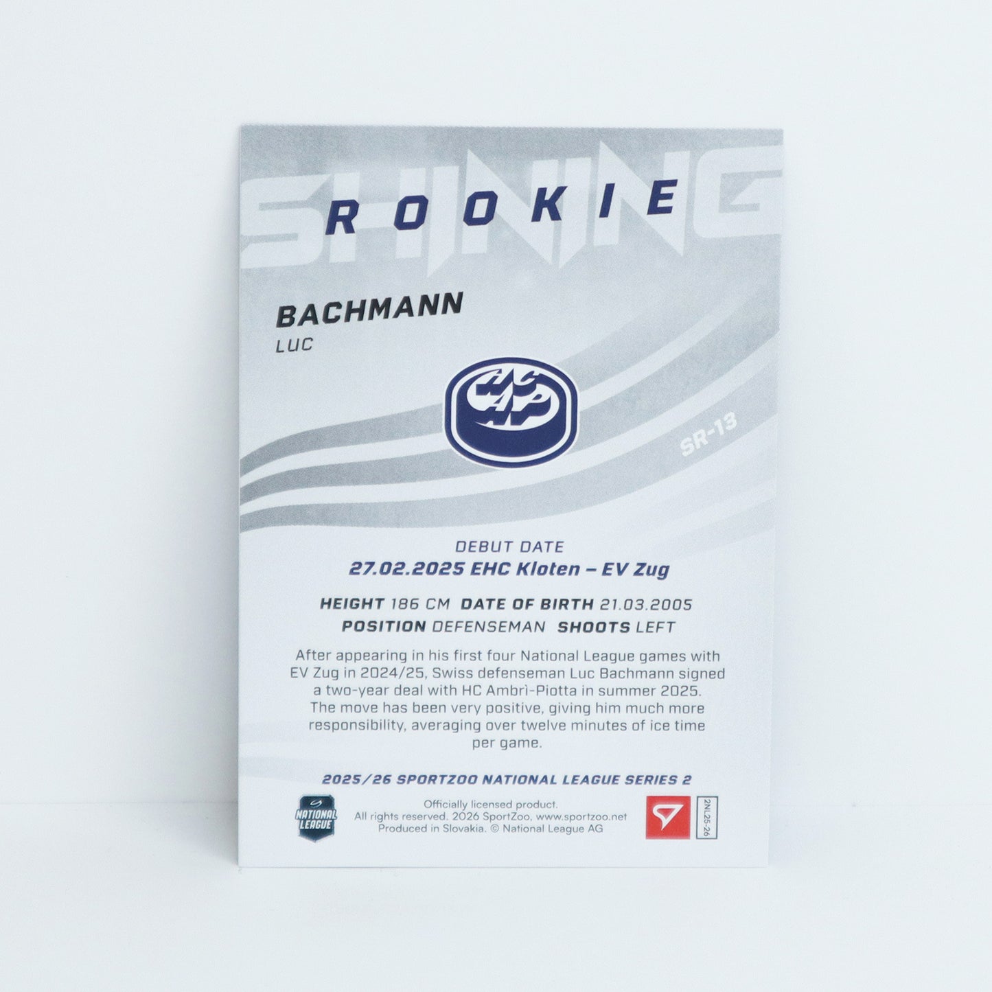 SR-13 - HCAP - LUC BACHMANN - SHINING ROOKIES BASE