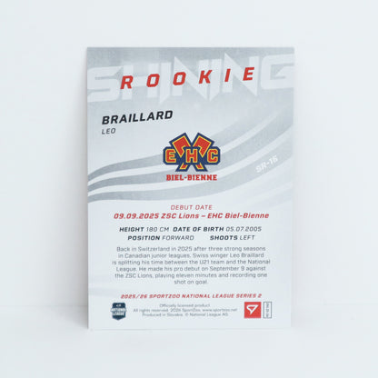 SR-16 - EHCB - LEO BRAILLARD - SHINING ROOKIES GOLD - 07/69