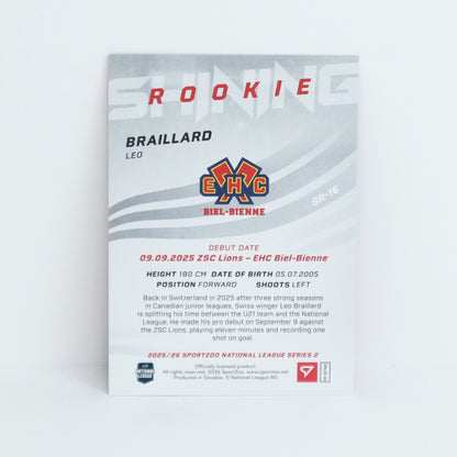 SR-16 - EHCB - LEO BRAILLARD - SHINING ROOKIES GOLD - 68/69