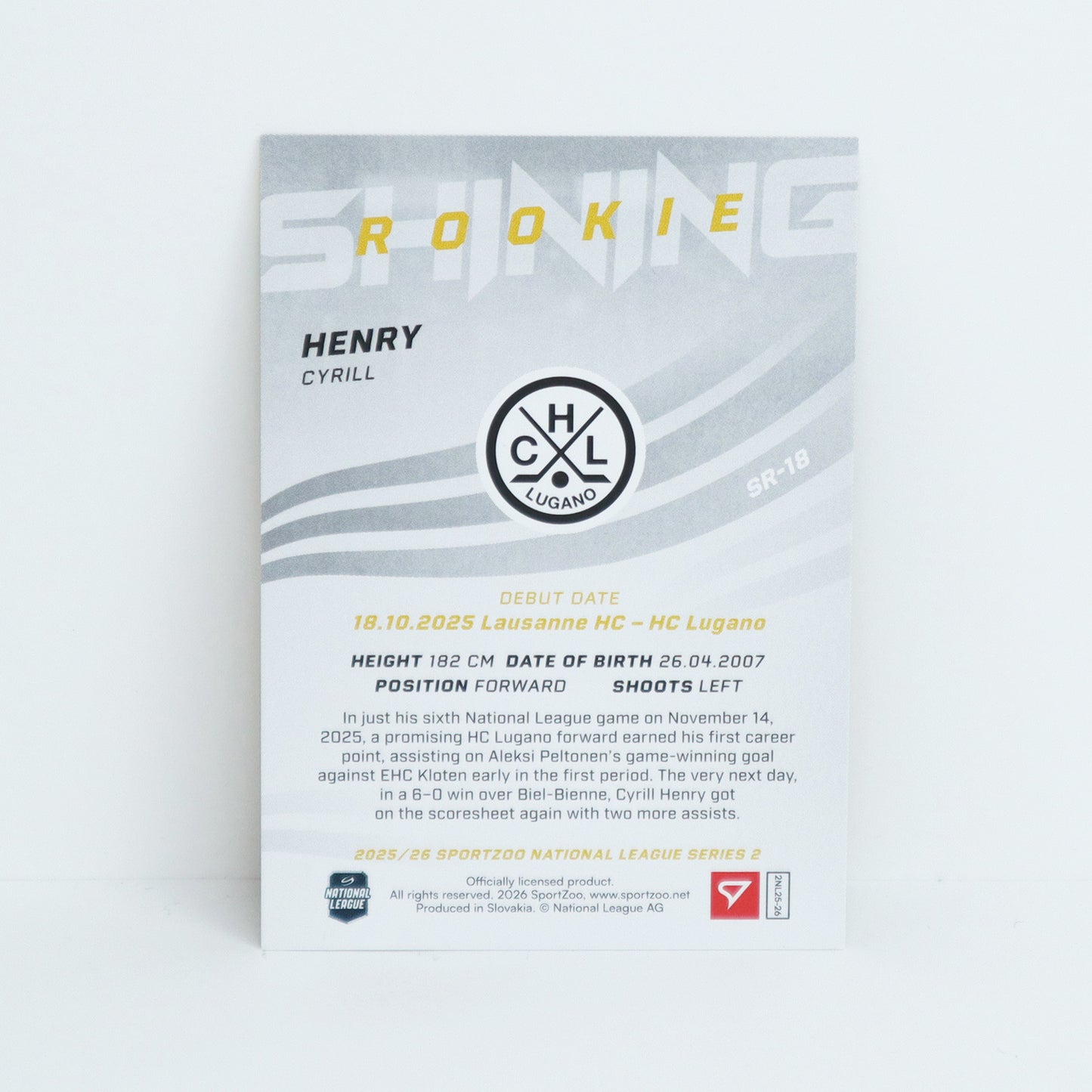 SR-18 - HCL - CYRILL HENRY - SHINING ROOKIES GOLD - 18/69