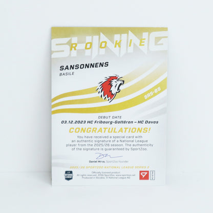 SRS-BS - LHC - BASILE SANSONNENS - SHINING ROOKIES GOLD AUTO - 32/39
