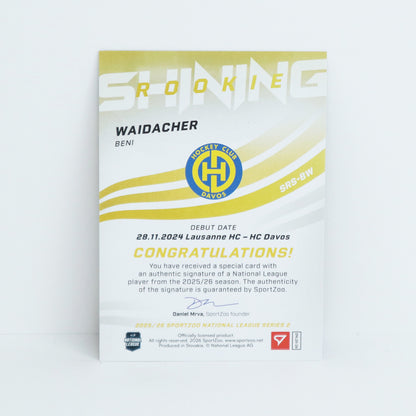 SRS-BW - HCD - BENI WAIDACHER - SHINING ROOKIES GOLD AUTO - 09/39