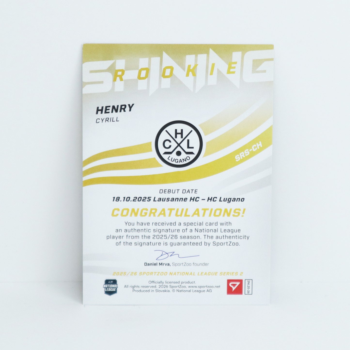 SRS-CH - HCL - CYRILL HENRY - SHINING ROOKIES GOLD AUTO - 02/39