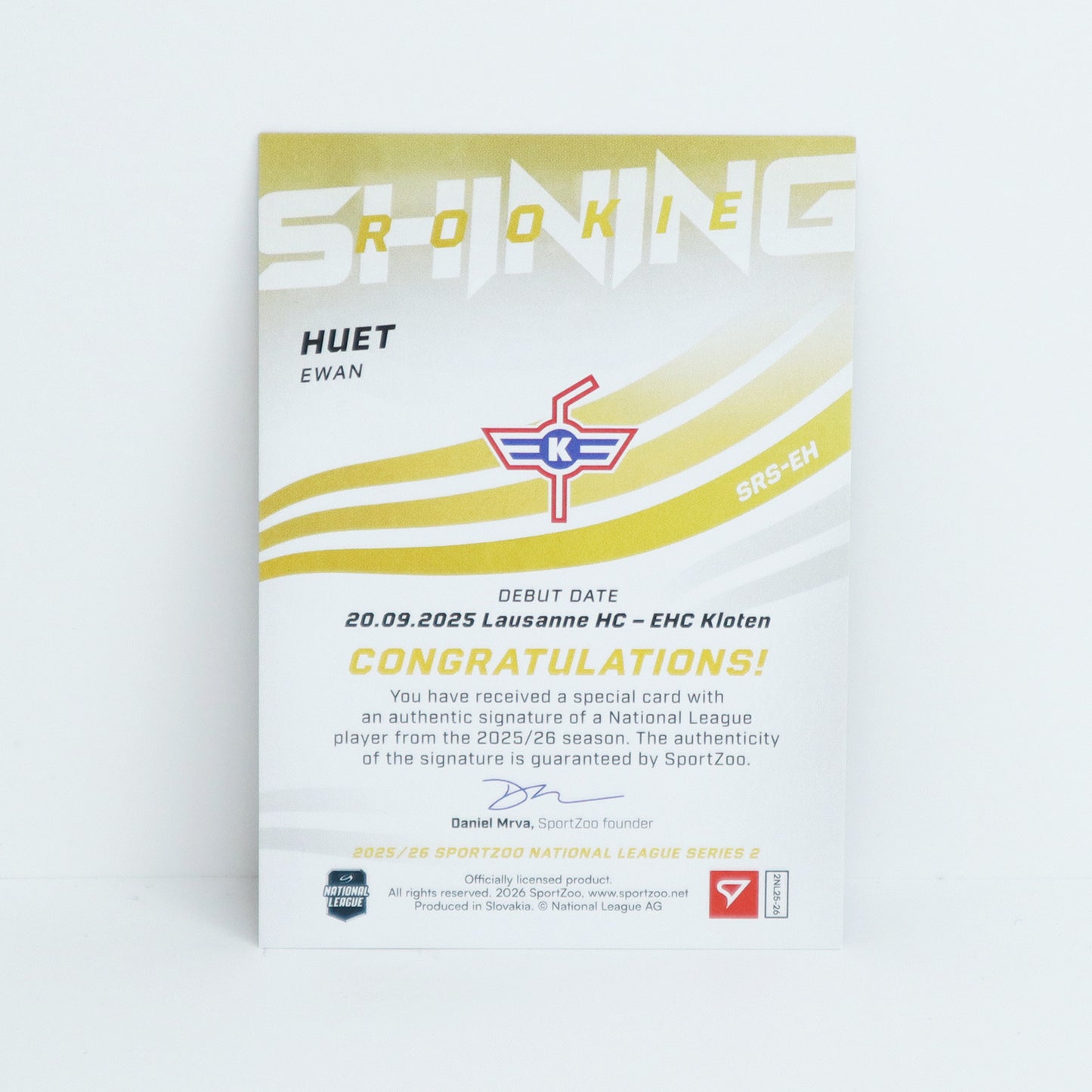 SRS-EH - EHCK - EWAN HUET - SHINING ROOKIES GOLD AUTO - 19/39