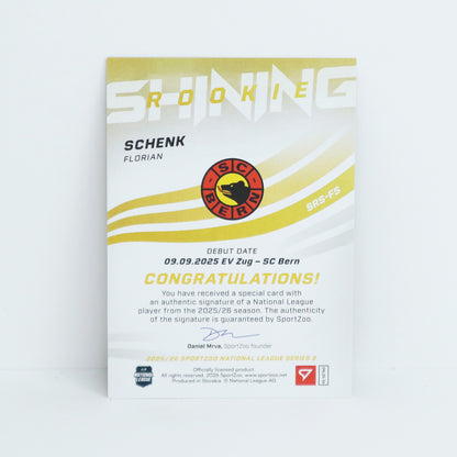 SRS-FS - SCB - FLORIAN SCHENK - SHINING ROOKIES GOLD AUTO - 10/39