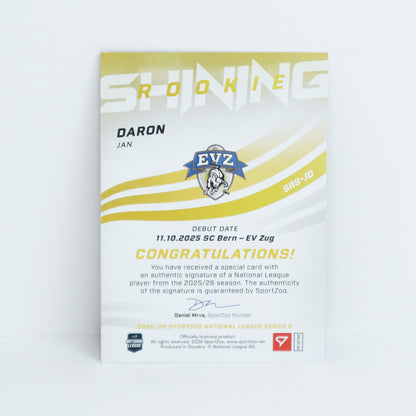 SRS-JD - EVZ - JAN DARON - SHINING ROOKIES GOLD AUTO - 28/39