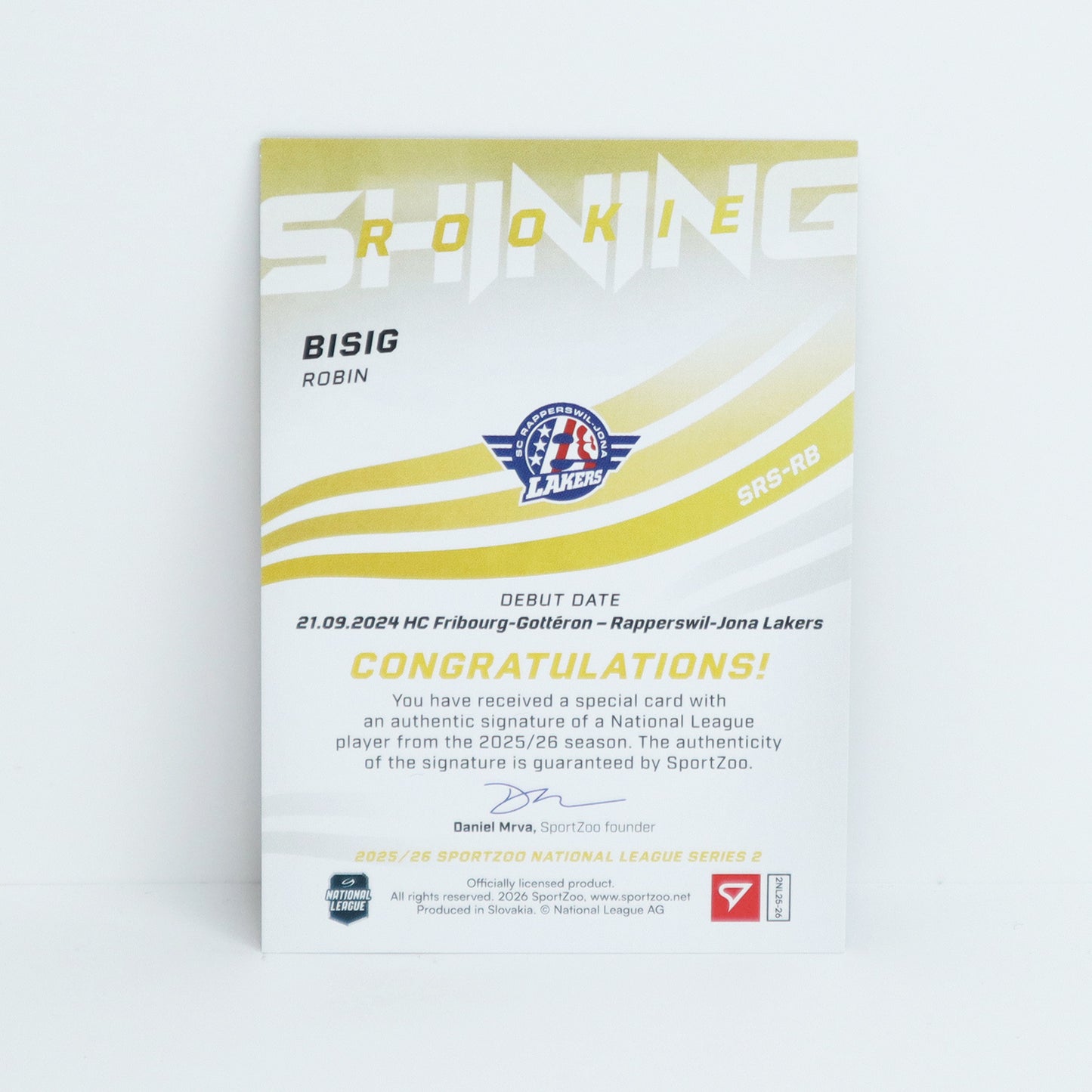 SRS-RB - SCRJ - ROBIN BISIG - SHINING ROOKIES GOLD AUTO - 17/39