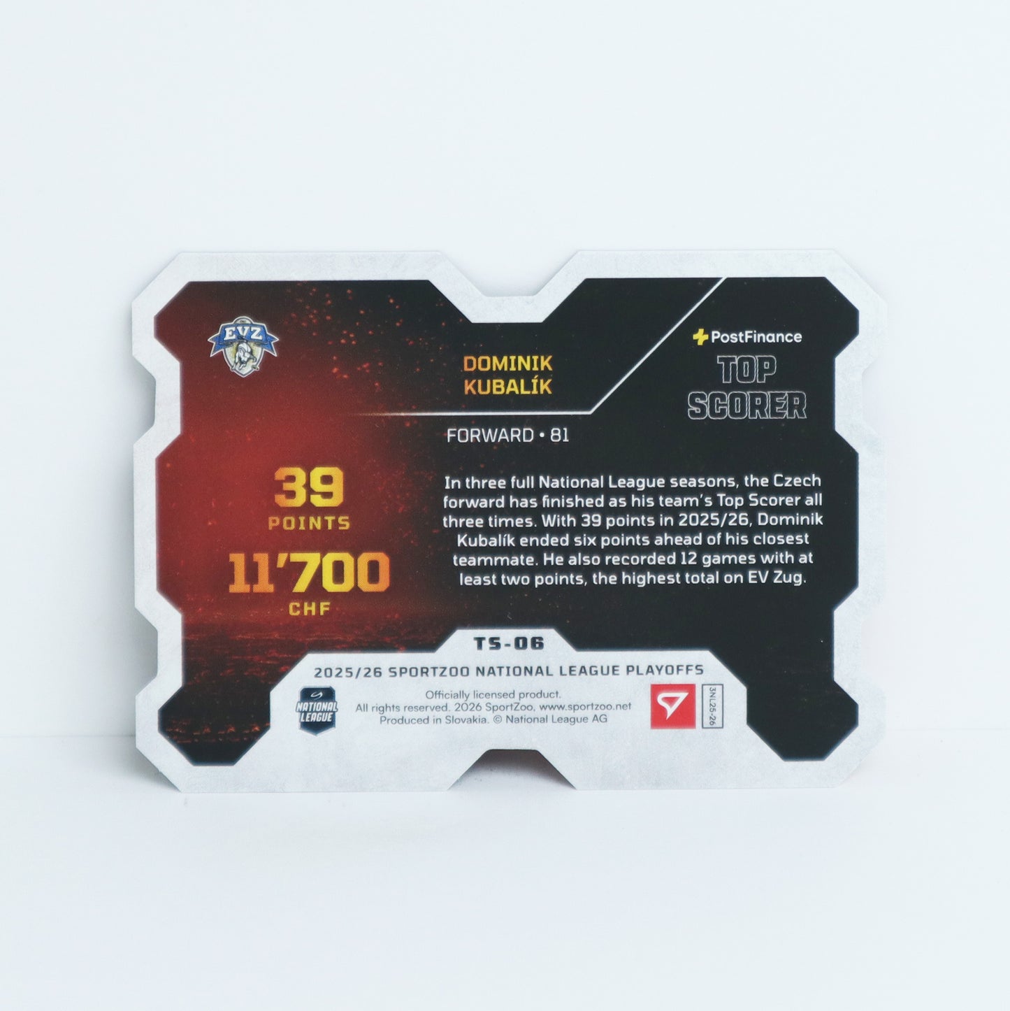 TS-06 - EVZ - DOMINIK KUBALIK - TOPSCORER RED - 42/50